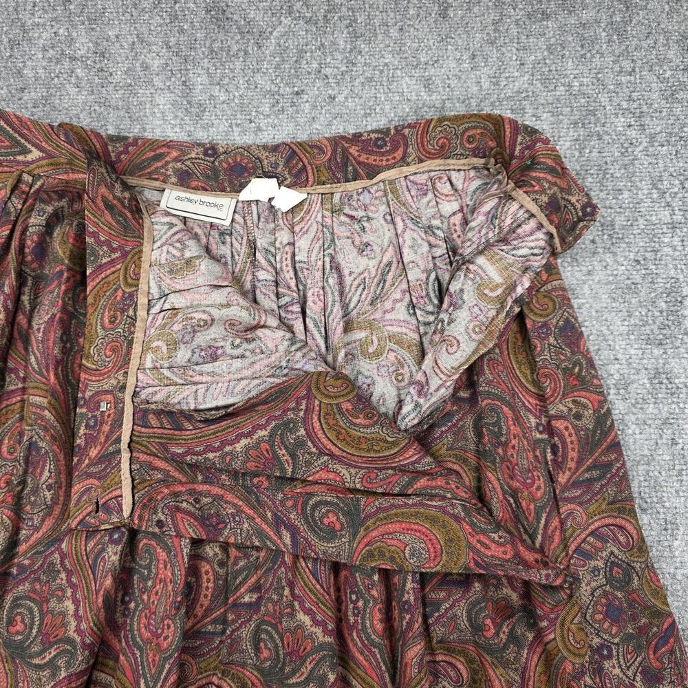 Vintage Ashley Brooke Skirt Womens 14 Multicolor Paisley Rayon Maxi Made USA - Picture 14 of 16